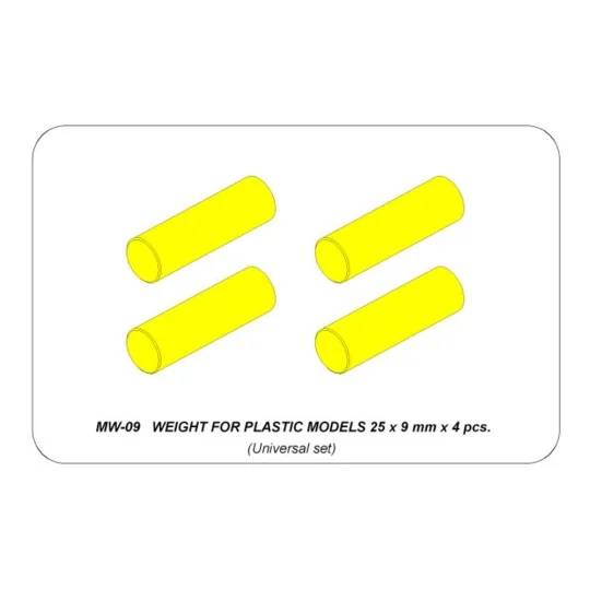 WEIGHT FOR PLASTIC MODELS 25 x 9 mm x 4 pcs. - Aber Models MW-09 WEIGHT FOR PLASTIC MODELS 25 x 9 mm x 4 pcs. - Aber Models MW-09