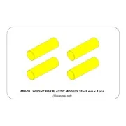 WEIGHT FOR PLASTIC MODELS 25 x 9 mm x 4 pcs. - Aber Models MW-09 WEIGHT FOR PLASTIC MODELS 25 x 9 mm x 4 pcs. - Aber Models MW-09
