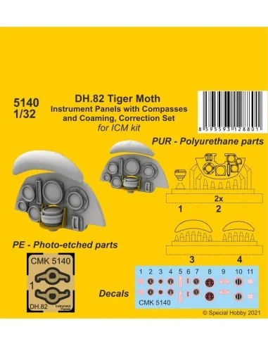 DH.82 Tiger Moth Instrument P. with Compasses and Coaming, Correcti...