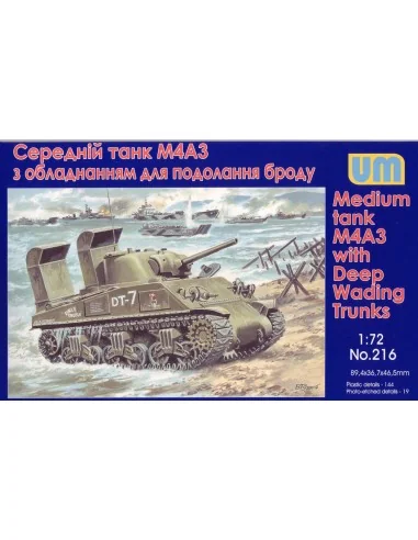 Tank M4A3 with Deep Wading Trunks, 1/72 - Unimodels UM216