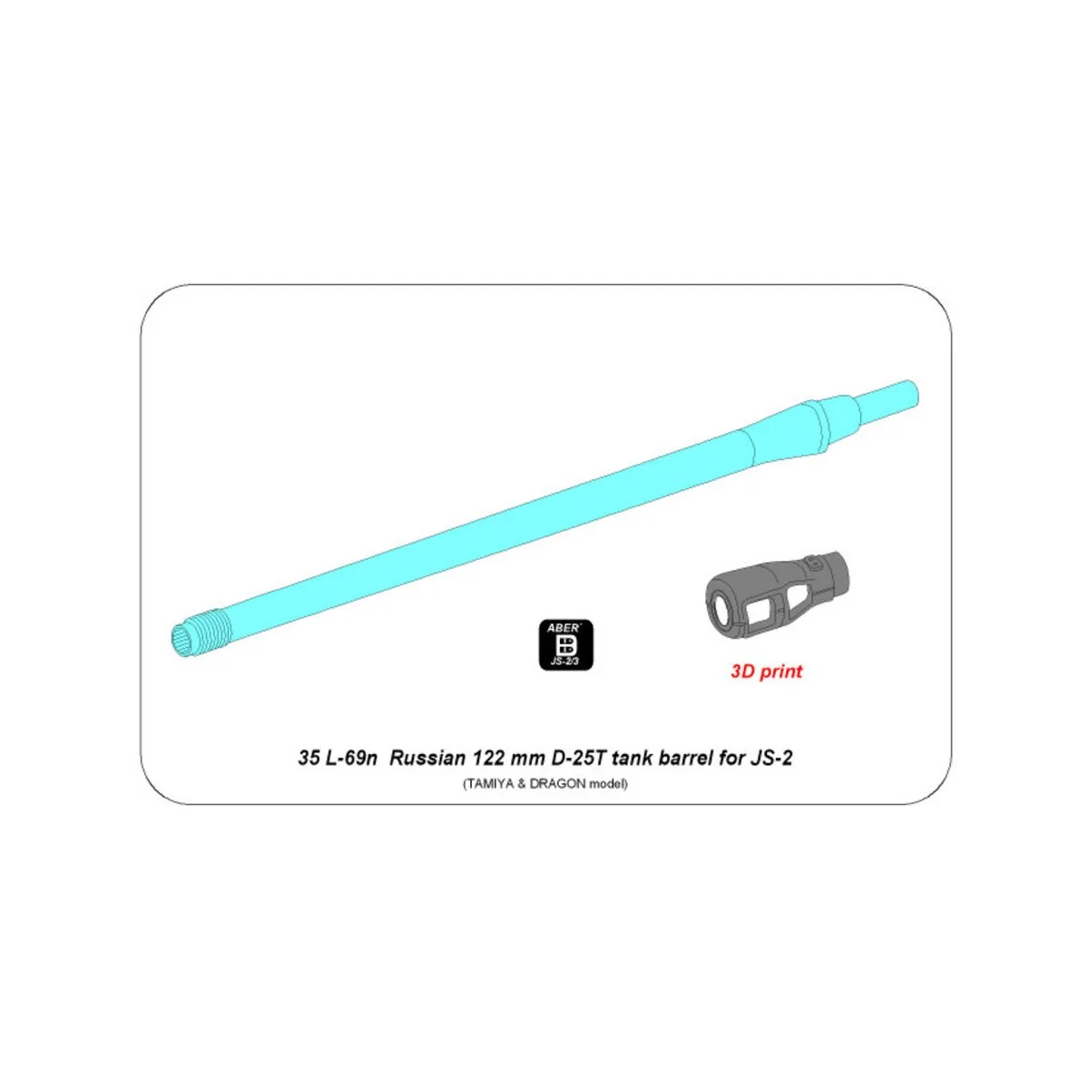 Russian 122 mm D-25T tank Barrel for IS-2 - Aber Models 35 L-069n