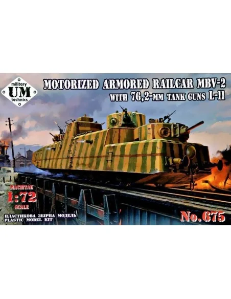 MBV-2 Motorized armored Railcar with 76, 2-mm Tank guns L-11, 1/72 ...