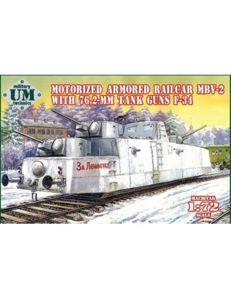 MBV-2 motorized armored railcar w.76, 2mm Tank guns F-34, 1/72 - Un...