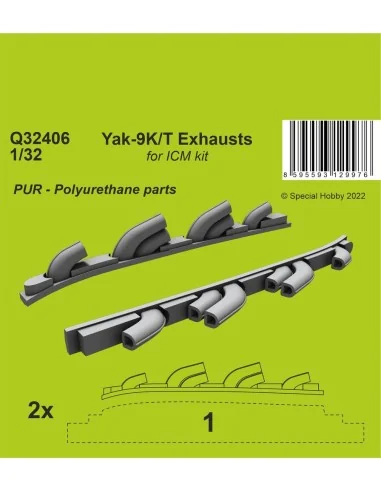 Yak-9T Exhausts, 1/32 - CMK 129-Q32406