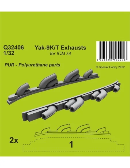 Yak-9T Exhausts, 1/32 - CMK 129-Q32406