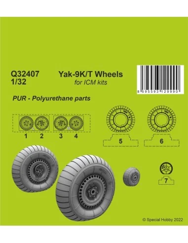Yak-9T Wheels, 1/32 - CMK 129-Q32407