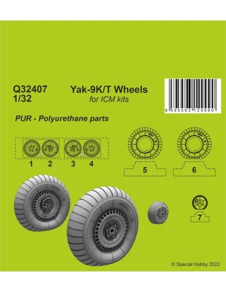 Yak-9T Wheels, 1/32 - CMK 129-Q32407