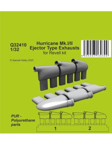 Hurricane Mk.I/II Ejector Type Exhausts, 1/32 - CMK 129-Q32410