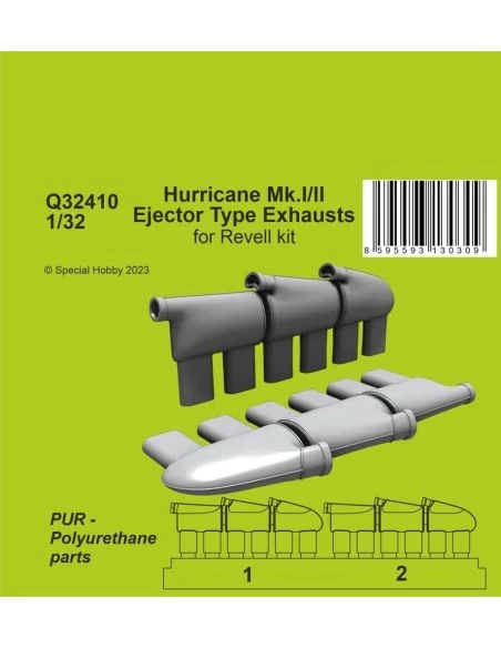 Hurricane Mk.I/II Ejector Type Exhausts, 1/32 - CMK 129-Q32410
