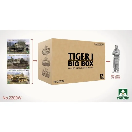 Tiger I Big Box Mid+Late+Mid/Otto Carius + 1/16 Otto Carius (Limite...