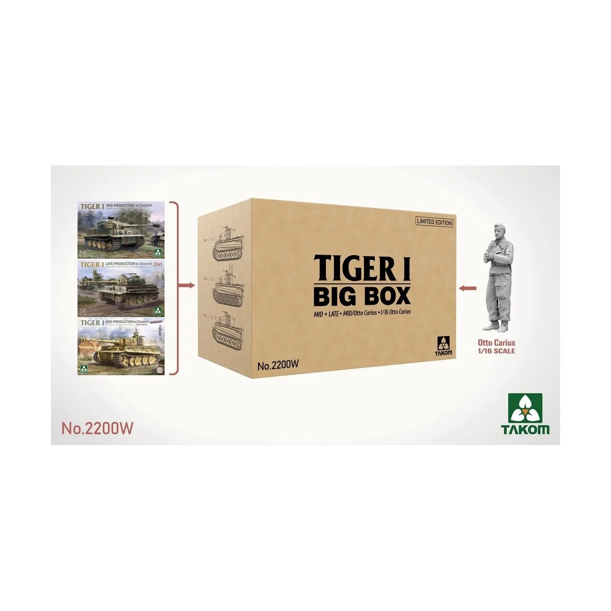 Tiger I Big Box Mid+Late+Mid/Otto Carius + 1/16 Otto Carius (Limite...