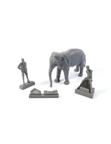 WWII RAF Mechanic in India+Elephant with Mahout (2 Fig. + Elephant)...