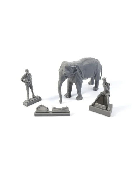 WWII RAF Mechanic in India+Elephant with Mahout (2 Fig. + Elephant)...