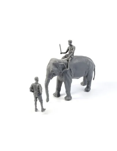 WWII RAF Mechanic in India+Elephant with Mahout (2 Fig. + Elephant)...