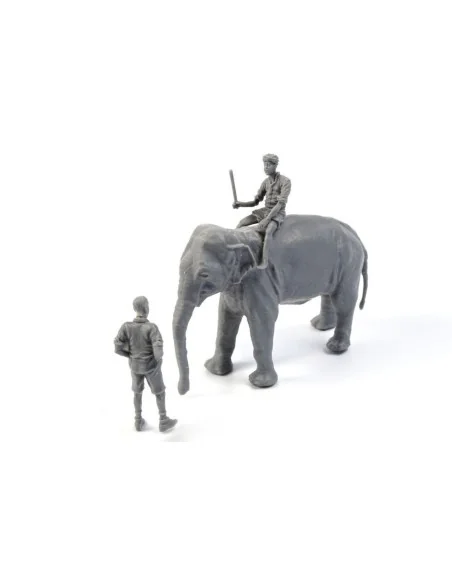 WWII RAF Mechanic in India+Elephant with Mahout (2 Fig. + Elephant)...