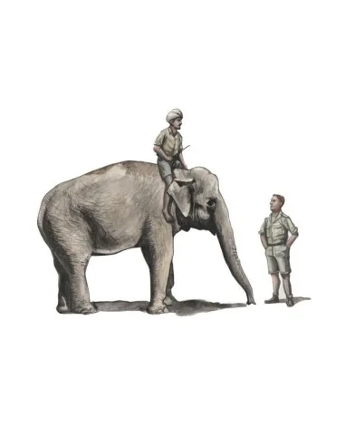 WWII RAF Mechanic in India+Elephant with Mahout (2 Fig. + Elephant)...