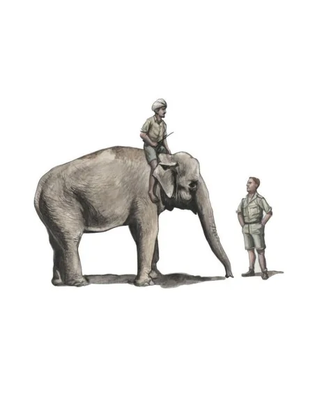 WWII RAF Mechanic in India+Elephant with Mahout (2 Fig. + Elephant)...