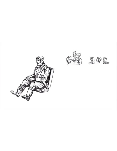 Bf 109G German Pilot, seated (for Eduard kits), 1/48 - CMK 129-F48368