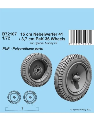15 cm Nebelwerfer 41 / 3, 7 cm PaK 36 Wheels, 1/72 - CMK 129-B72107