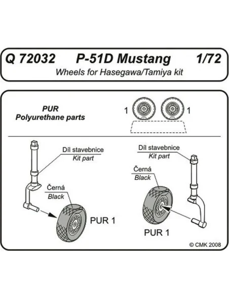 P-51D Mustang wheels, 1/72 - CMK 129-Q72032