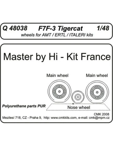 F7F-3 tigercat wheels für Revell Bausatz, 1/48 - CMK 129-Q48038