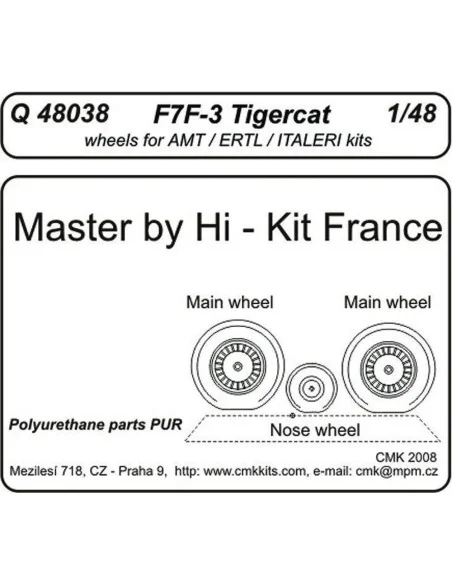 F7F-3 tigercat wheels für Revell Bausatz, 1/48 - CMK 129-Q48038