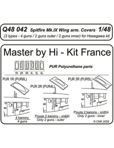 Spitfire Mk. IX Wing armament covers für Hasegawa Bausatz, 1/48 - C...