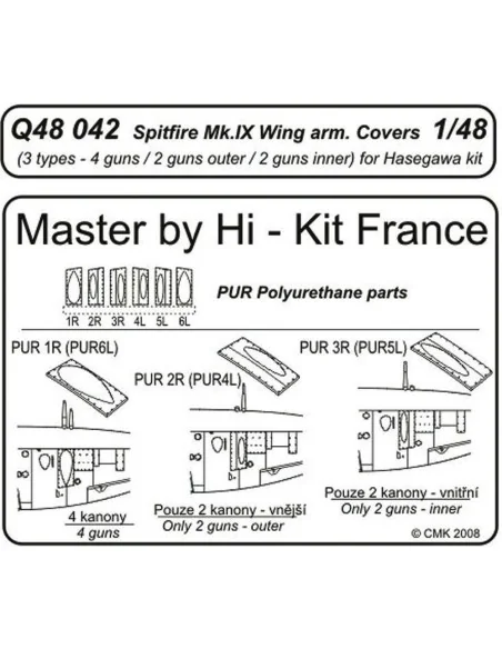 Spitfire Mk. IX Wing armament covers für Hasegawa Bausatz, 1/48 - C...