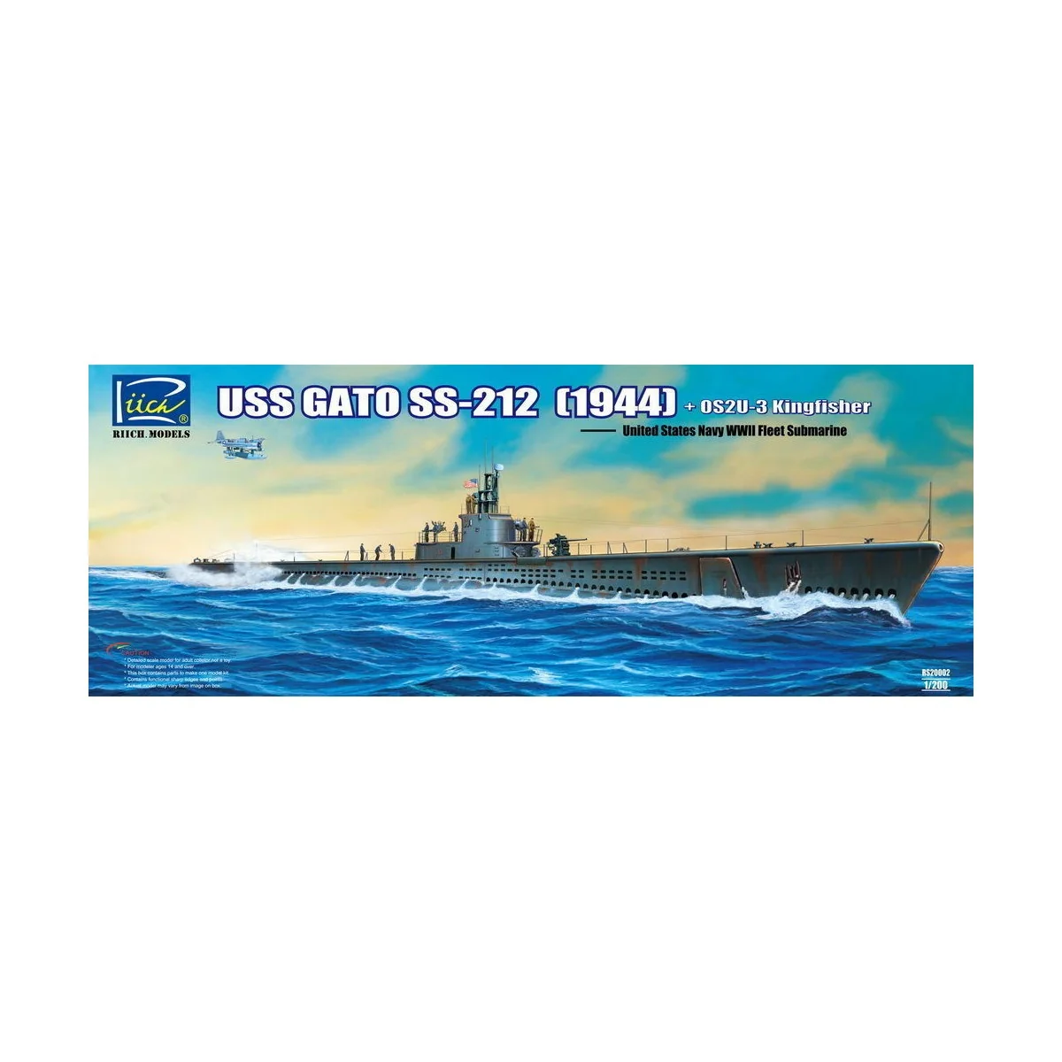 USS Gato SS-212 Fleet Submarine (1944)+ +OS2U-3 Kingfisher Floatpla...