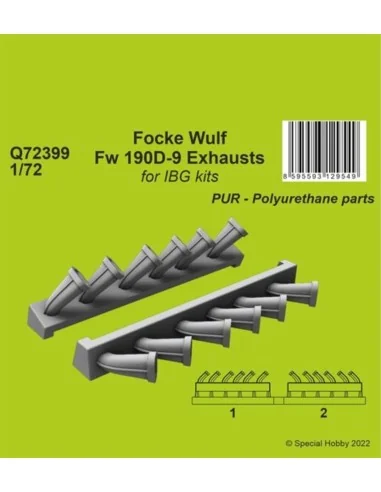 Focke Wulf Fw 190D-9 Exhausts / for 1/72 IBG kits, 1/72 - CMK 129-Q...