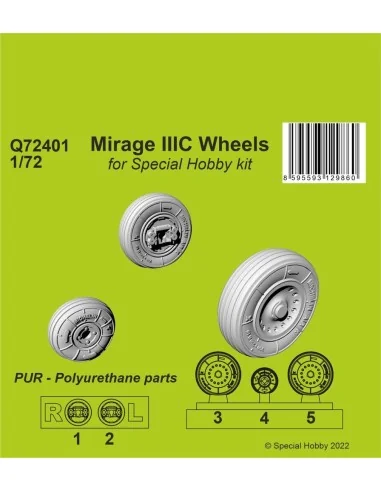 Mirage IIIC Wheels for Special Hobby kit, 1/72 - CMK 129-Q72401