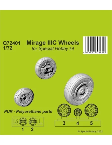 Mirage IIIC Wheels for Special Hobby kit, 1/72 - CMK 129-Q72401
