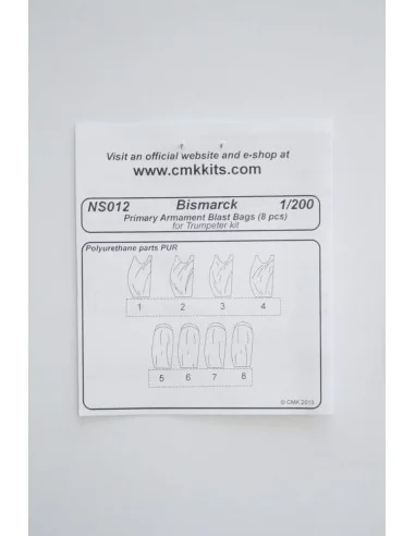 Bismarck Primary Armament Blast Bags 8pc, 1/200 - CMK 129-NS012