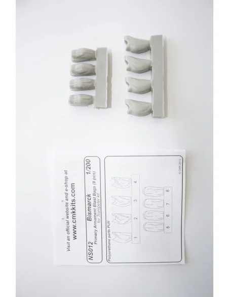 Bismarck Primary Armament Blast Bags 8pc, 1/200 - CMK 129-NS012