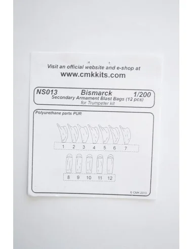Bismarck Secondary Armam.Blast Bags 12pc, 1/200 - CMK 129-NS013