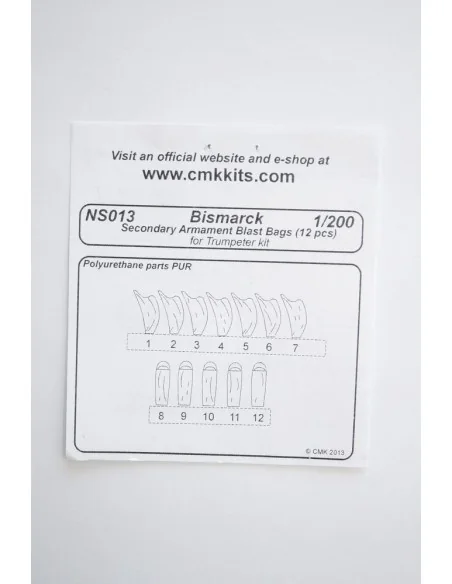 Bismarck Secondary Armam.Blast Bags 12pc, 1/200 - CMK 129-NS013