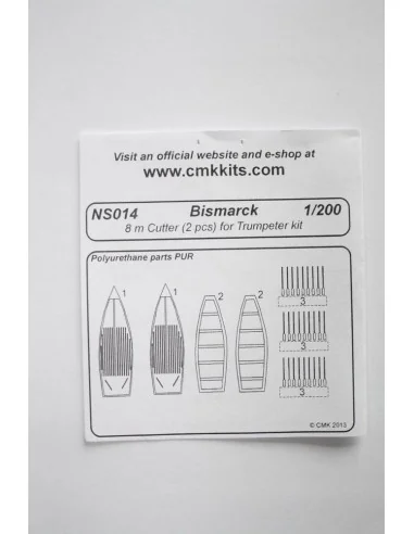 [NO_DESC] Bismarck 8 m Cutter 2pcs.f.TRU, 1/200 - CMK 129-NS014