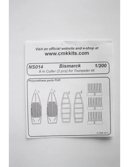 Bismarck 8 m Cutter 2pcs.f.TRU, 1/200 - CMK 129-NS014