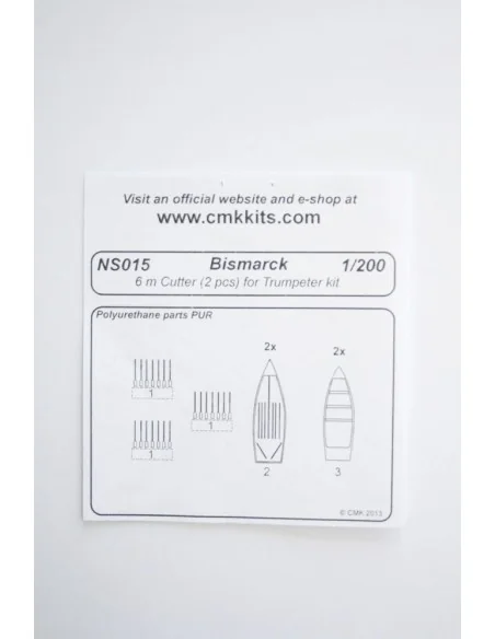Bismarck 6 m Cutter 2pcs. f.TRU, 1/200 - CMK 129-NS015