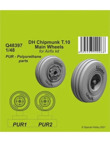 DH Chipmunk T.10 Main Wheels, 1/48 - CMK 129-Q48397