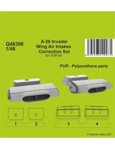 A-26 Invader Wings Air Intakes Correction Set, 1/48 - CMK 129-Q48398