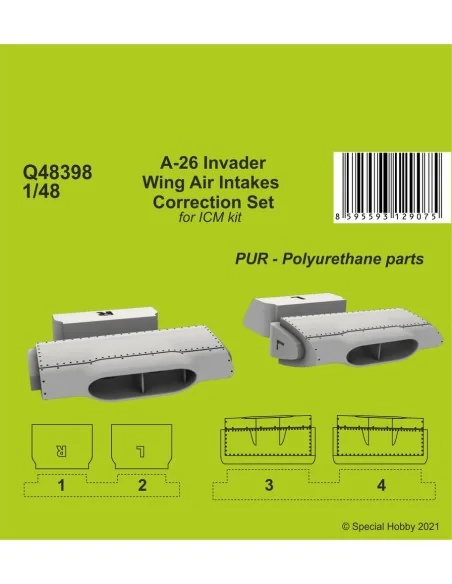 A-26 Invader Wings Air Intakes Correction Set, 1/48 - CMK 129-Q48398