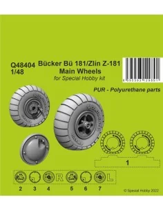 Bücker Bü 181/Zlin Z-181 Main Wheels, 1/48 - CMK 129-Q48404