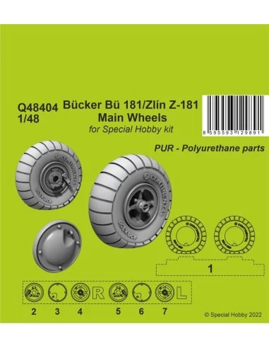 Bücker Bü 181/Zlin Z-181 Main Wheels, 1/48 - CMK 129-Q48404