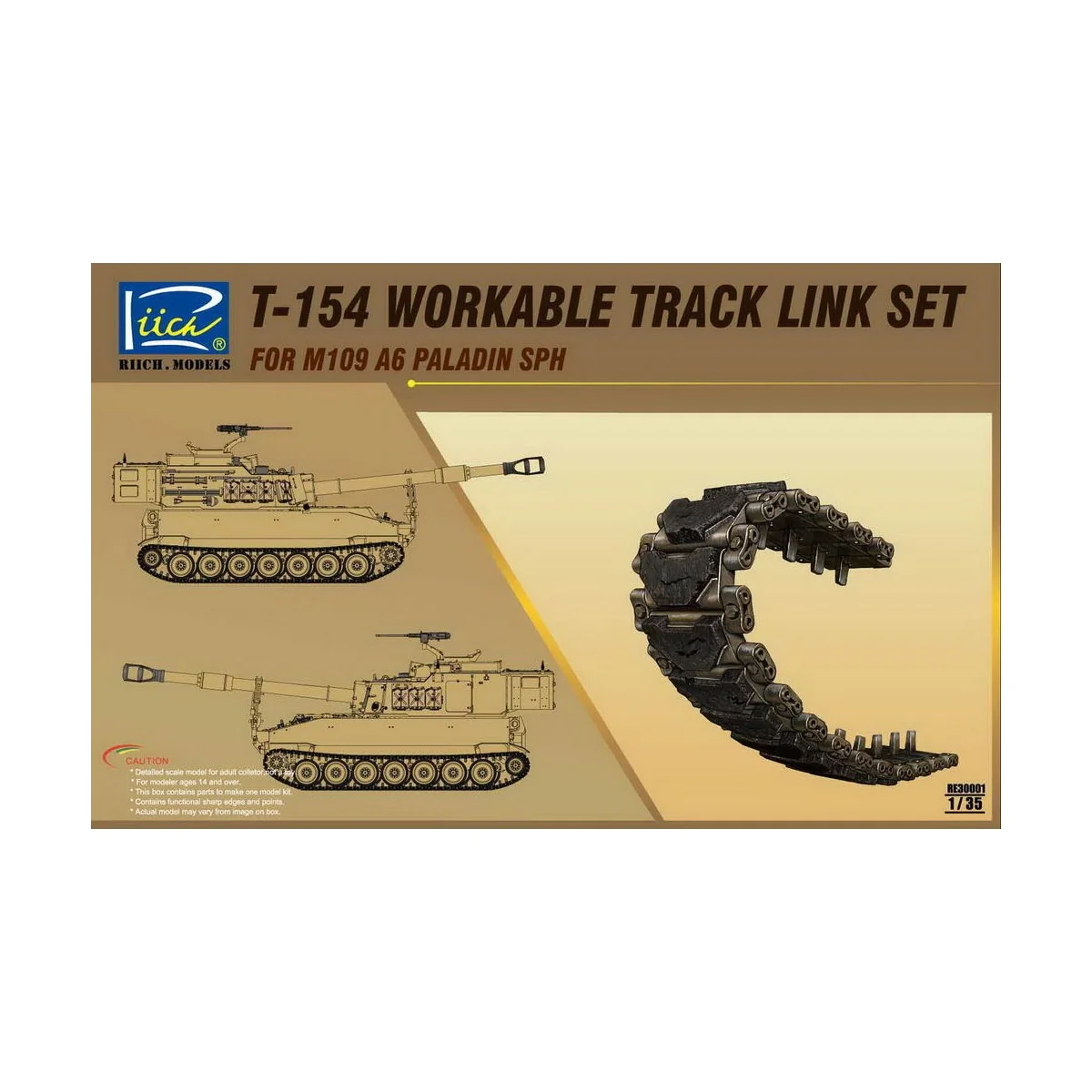 T-154 Workable Track set for M109A6 SPH, 1/35 - Riich Models RE30001