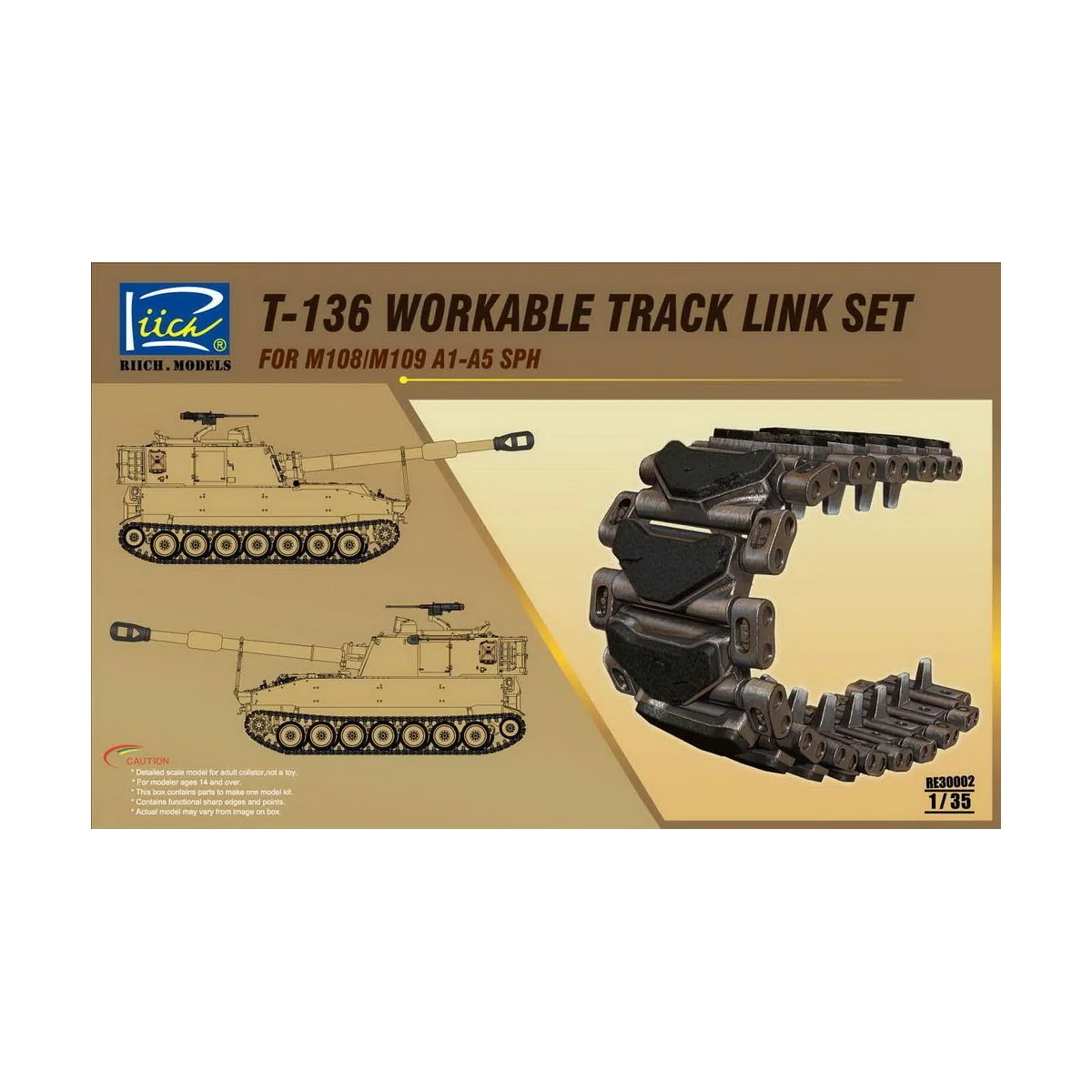 T-136 Workable Track set for M108/M109A1 -A5 SPH - Riich Models RE3...
