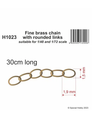 Fine brass chain with rounded links - suitable for 1/48 and 1/72 sc...