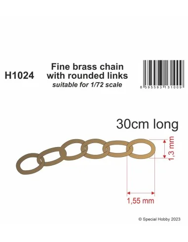 [NO_DESC] Fine brass chain with rounded links - suitable for 1/72 s...