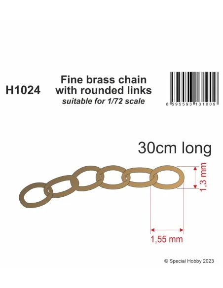 Fine brass chain with rounded links - suitable for 1/72 scale, 1/72...