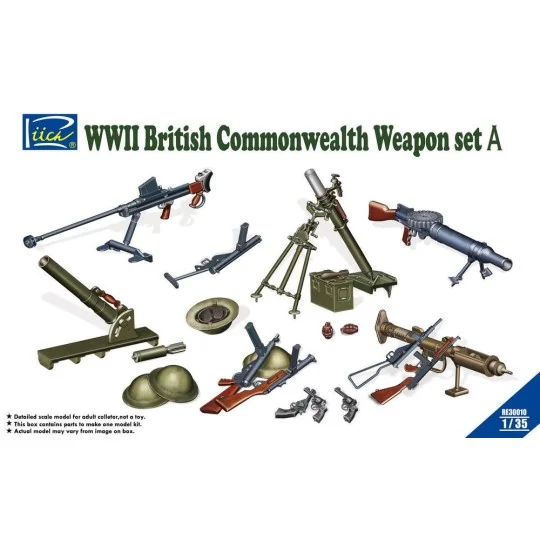 WWII British Commenwealth Weapon Set A, 1/35 - Riich Models RE30010 WWII British Commenwealth Weapon Set A, 1/35 - Riich Models RE30010